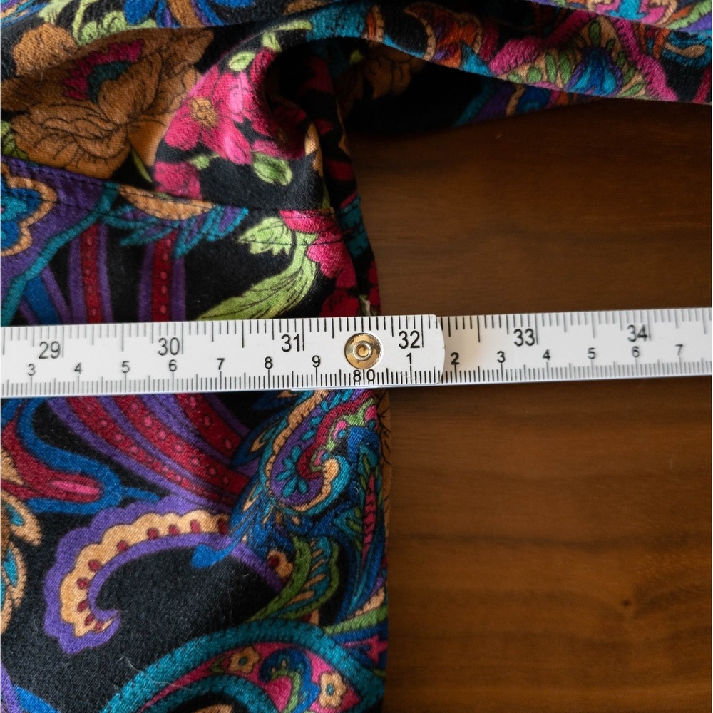 Roaman's Womens Plus SIZE 3X Multicolor LS Paisley Floral Collared Button Up Top - Picture 4 of 8
